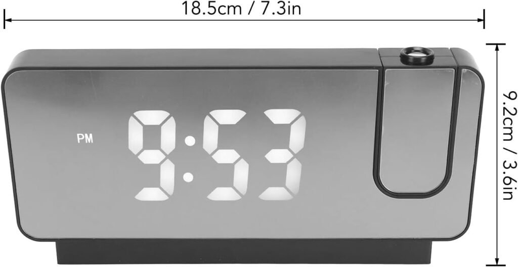 Wekkerradio met plafondprojectie en digitale klok, 180° draaibare projector, thermometer en instelbare helderheid