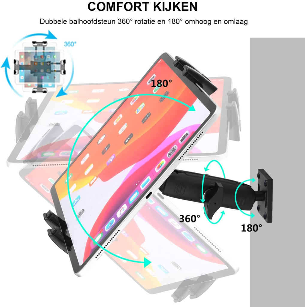 Tablet Muurbeugel - Tablet Wandhouder - Ergonomisch Ontwerp - Geschikt voor Tablets van 4 tot 13,5 Inch