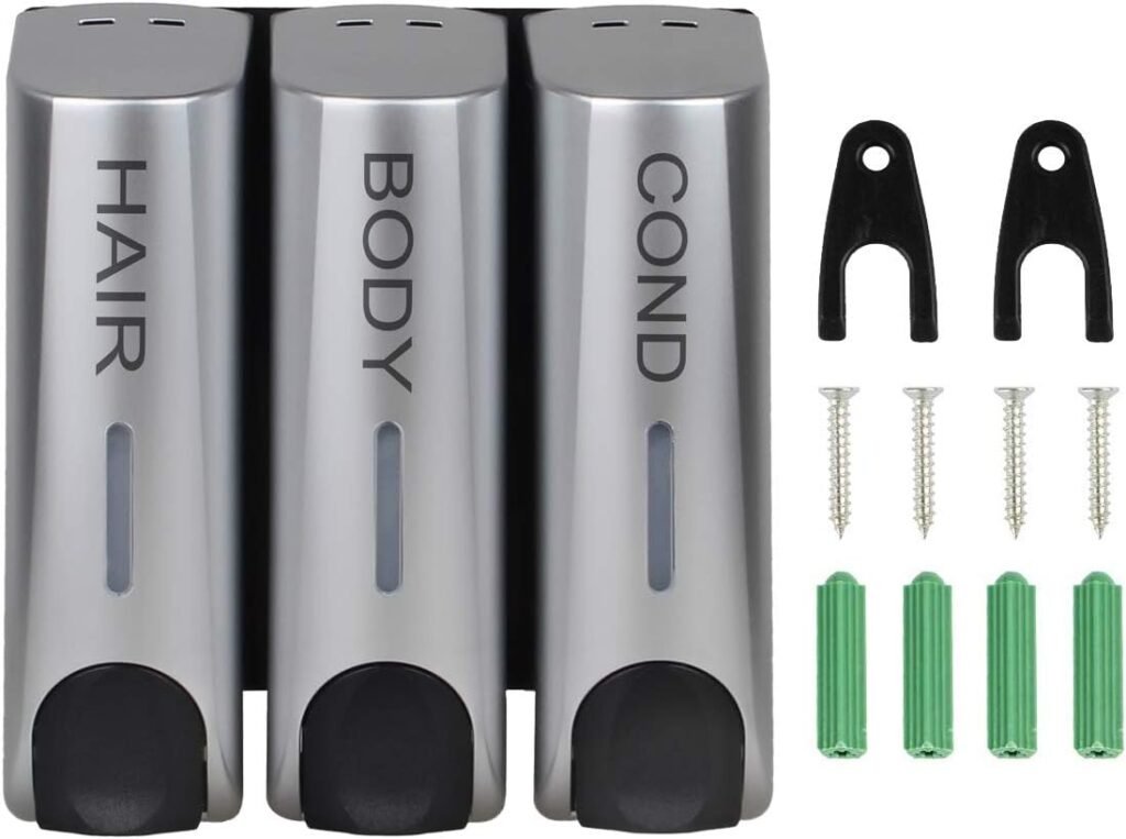 Zeepdispenser Set 3-Vaks - Wandmontage voor Douche en Badkamer - Voor Zeep, Shampoo en Conditioner - Zilver