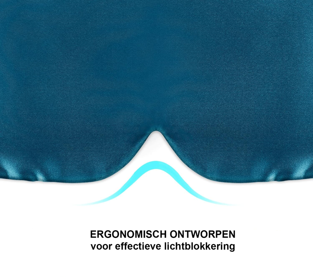 Zijden Slaapmasker - Verstelbaar Oogmasker voor Mannen en Vrouwen - Groot Formaat - Pauwblauw