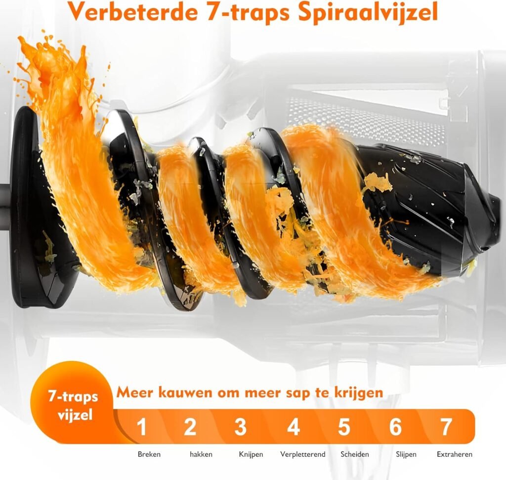 Koudpers slowjuicer mintgroen voor groenten en fruit met 2 bekers en borstel