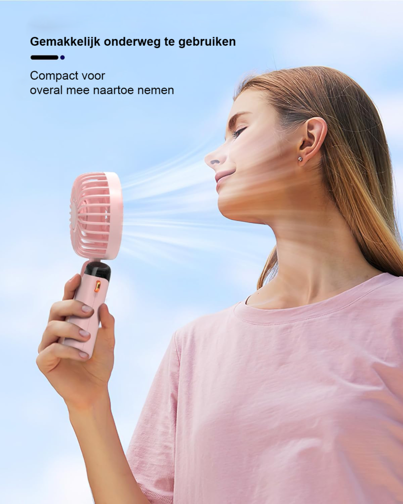 Handventilator Roze - Mini Ventilator met Spiegel - USB Oplaadbaar - Verstelbaar en Draagbaar voor Thuis en Onderweg