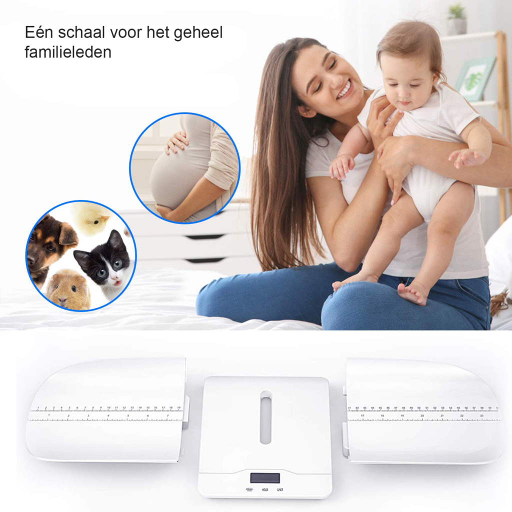 Digitale babyweegschaal met precisieweegfunctie en groot LCD-display voor baby's en kleine dieren
