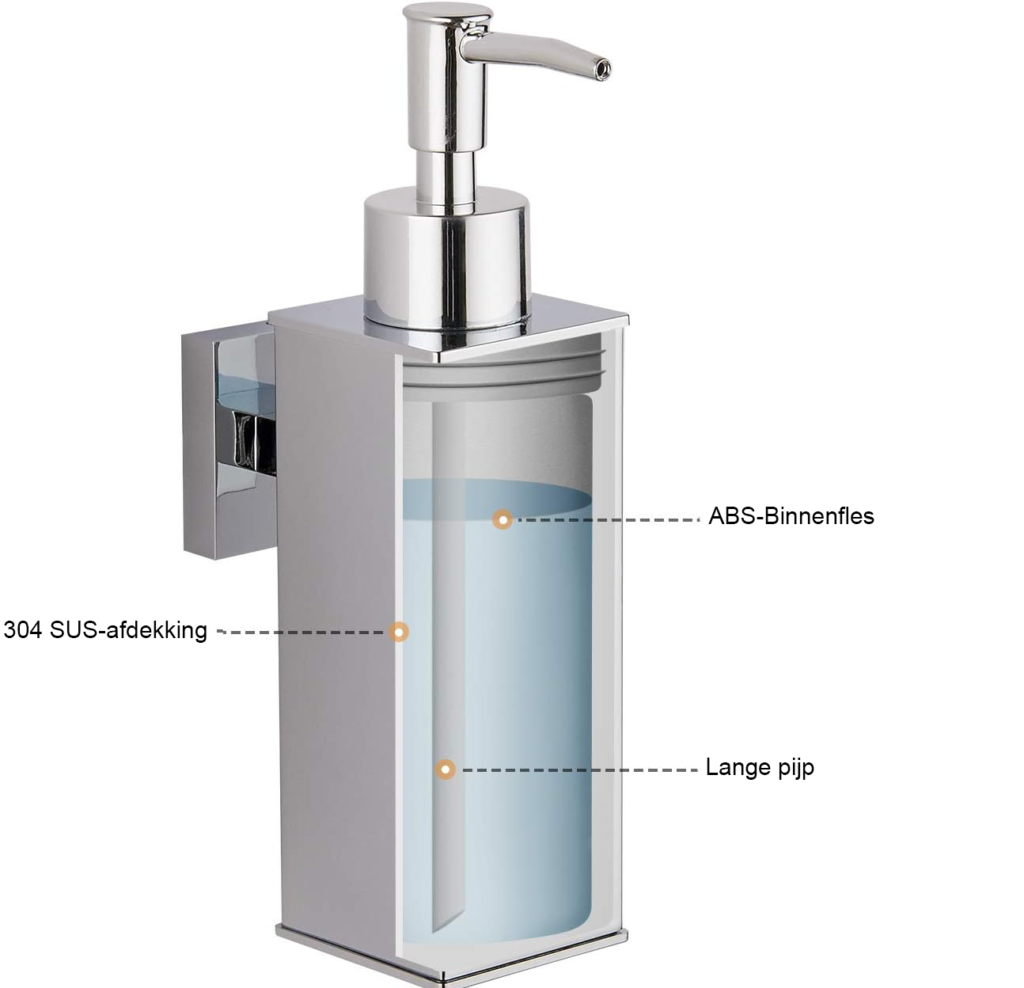 RVS wandgemonteerde vloeibare zeepdispenser 180 ml voor keuken en badkamer