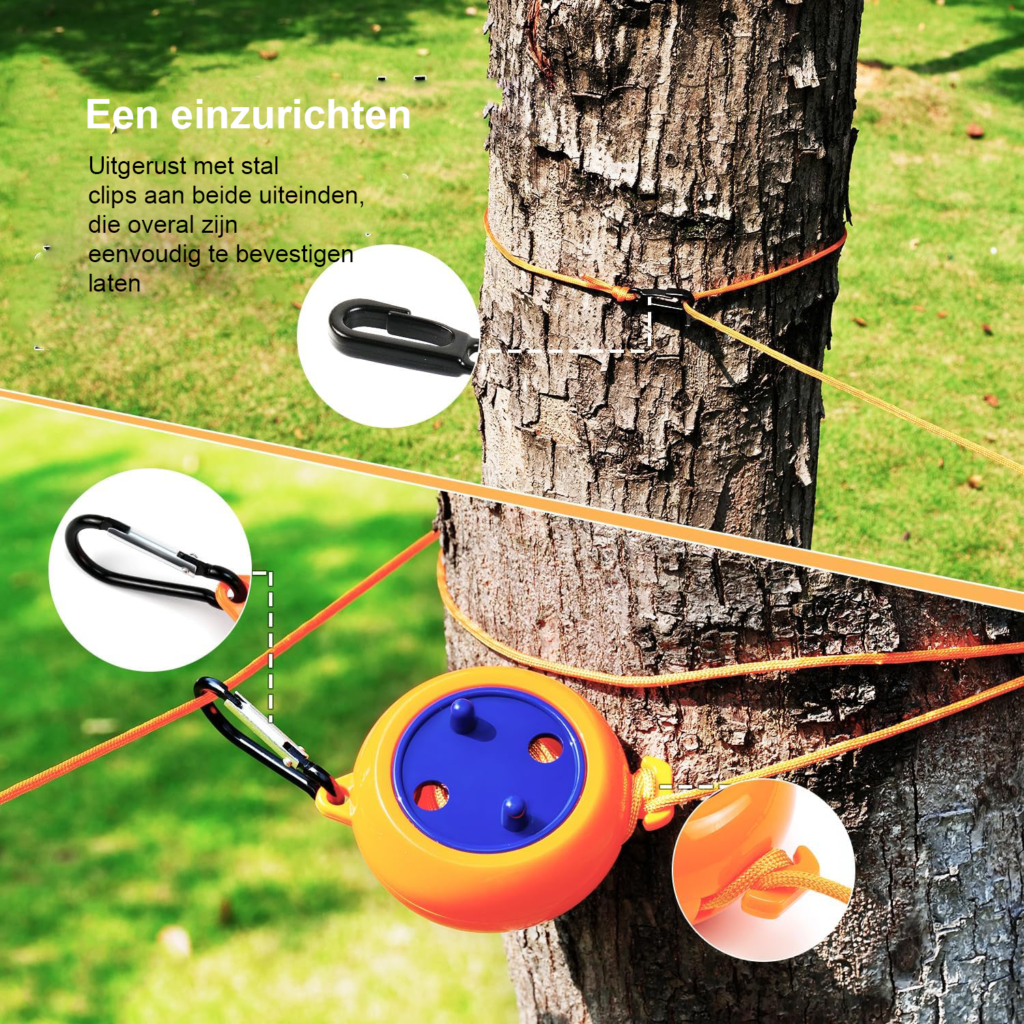 Uittrekbare Waslijn 8 Meter - Draagbare Reiswaslijn - Nylon Waslijn met Clips - Voor Reizen, Camping en Vakantie