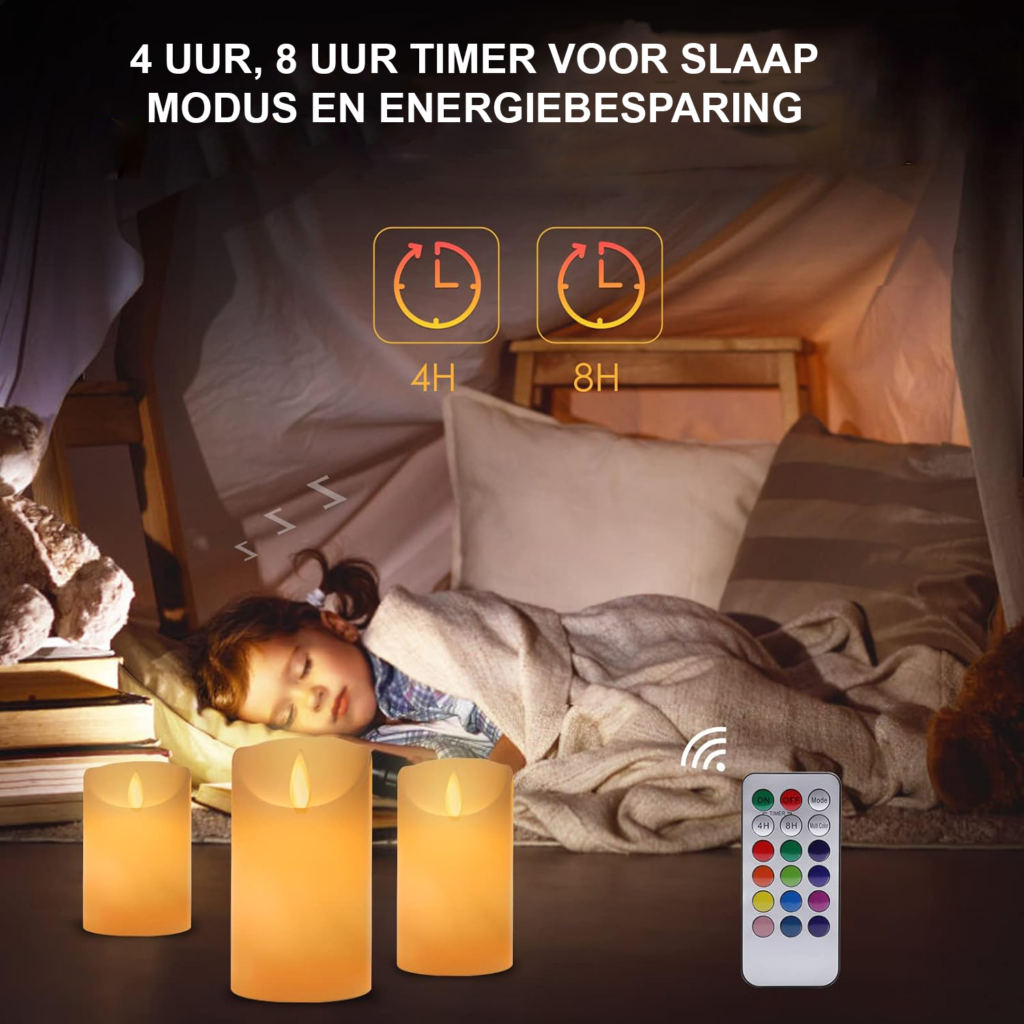Herlaadbare LED Kaarsen Dimbaar - Decoratieve Verlichting - Set van 3 - Voor Thuis, Feest en Kerst