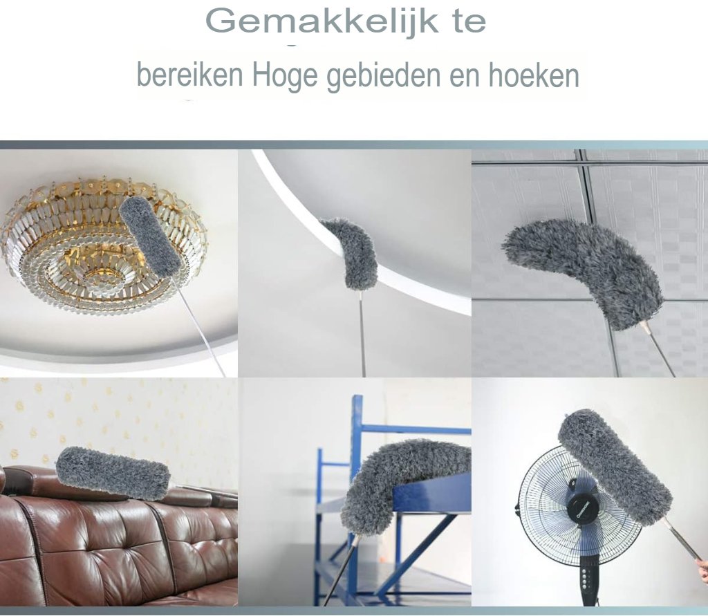 Telescopische plumeau en mini vensterreinigingsborstel set met verstelbaar roestvrijstalen handvat