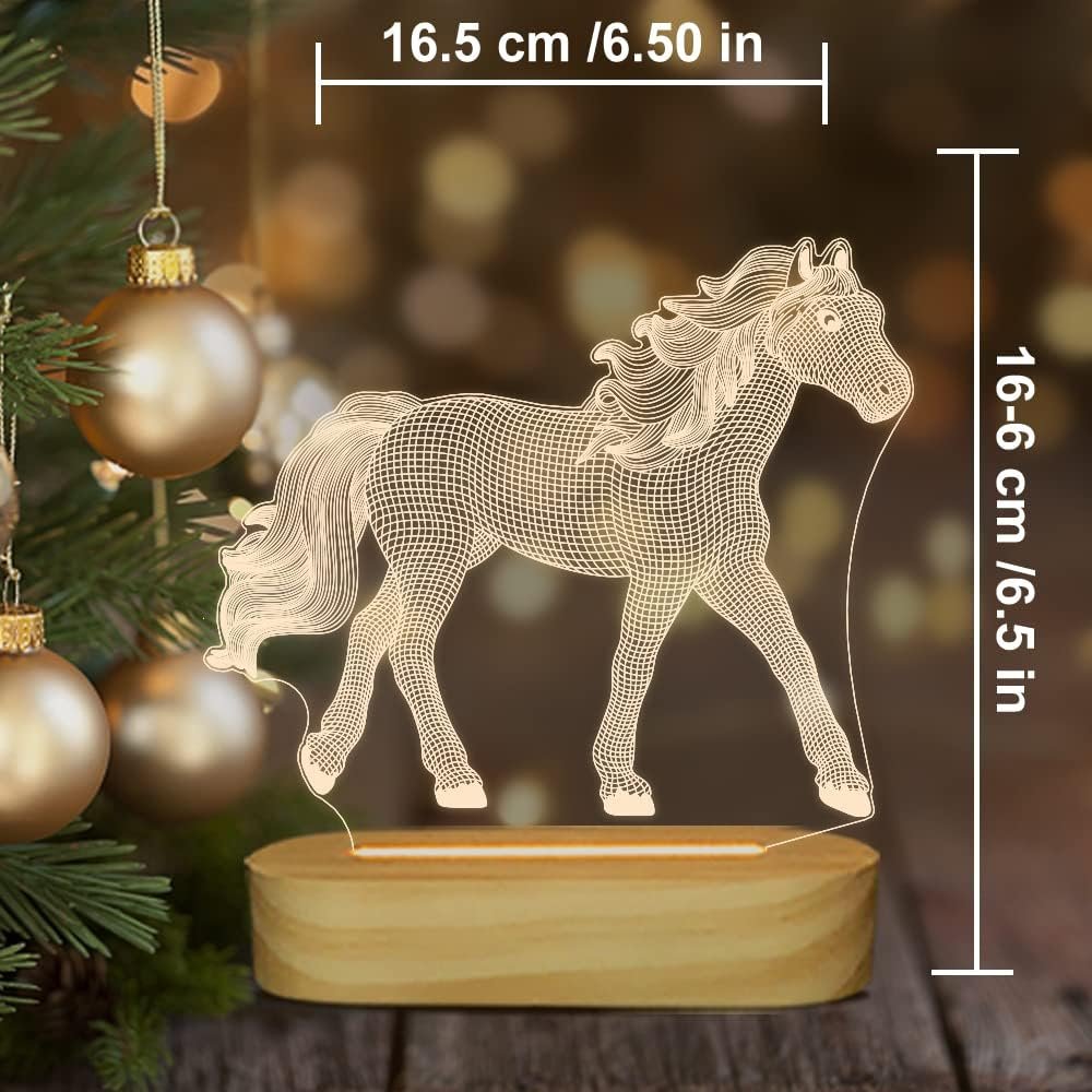 3D Paard Nachtlampje - LED Slaapkamerverlichting - Warmwit Licht - Decoratie voor Paardenliefhebbers