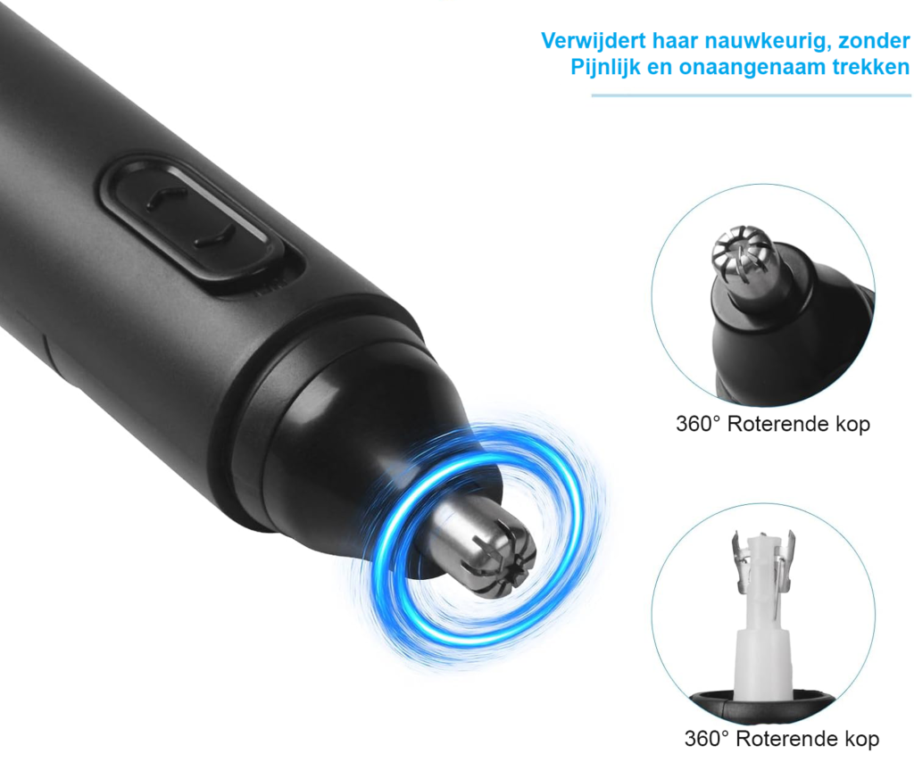 Neus- en Oortrimmer - Pijnloze Gezichtshaartrimmer voor Mannen en Vrouwen - Waterbestendig Dubbelzijdig Snijblad - Eenvoudig te Reinigen