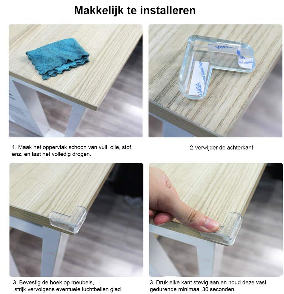 Transparante hoekbeschermers voor baby’s voor tafels en meubels, 32 stuks