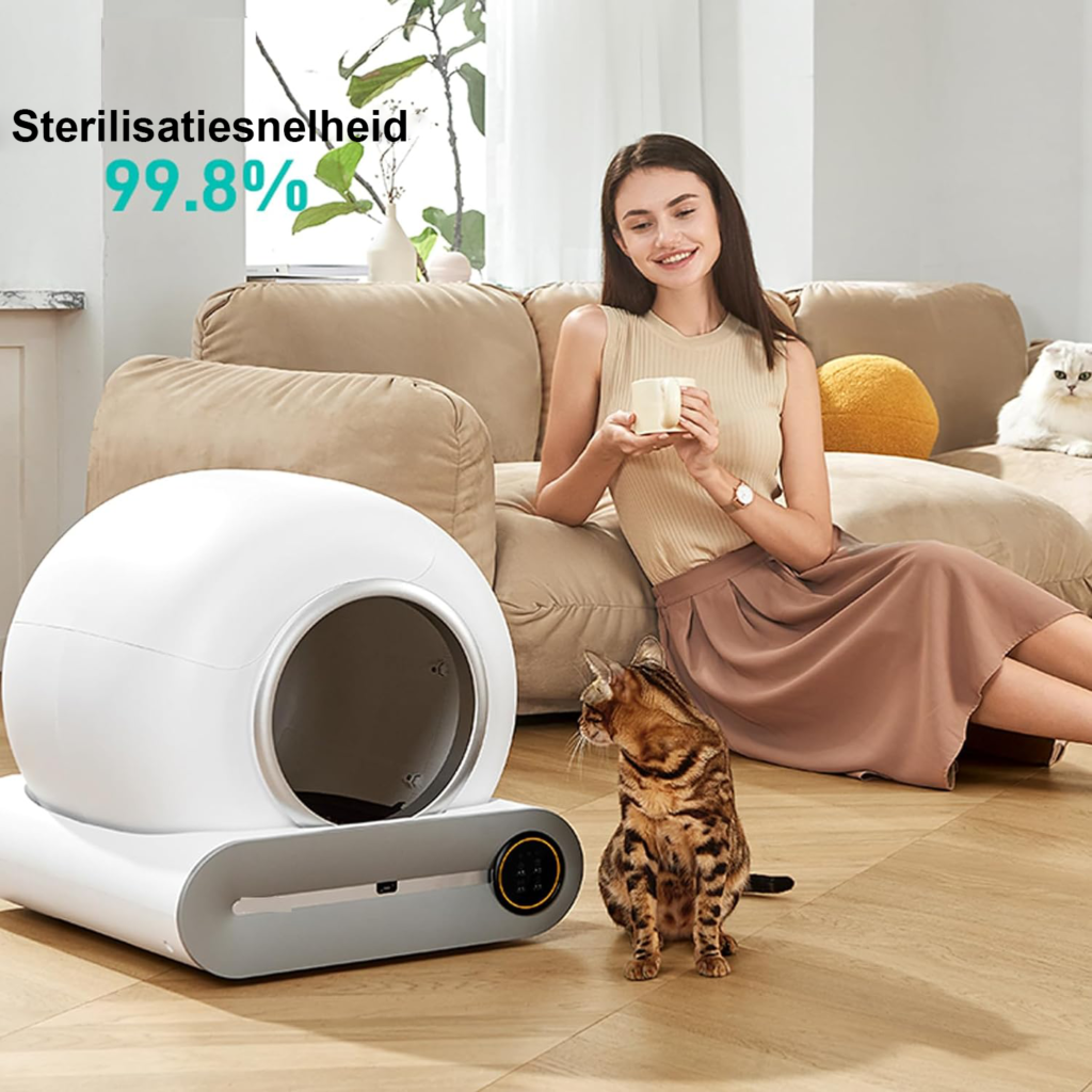 Automatische kattenbak met zelfreinigend zeefsysteem en app – 65 liter