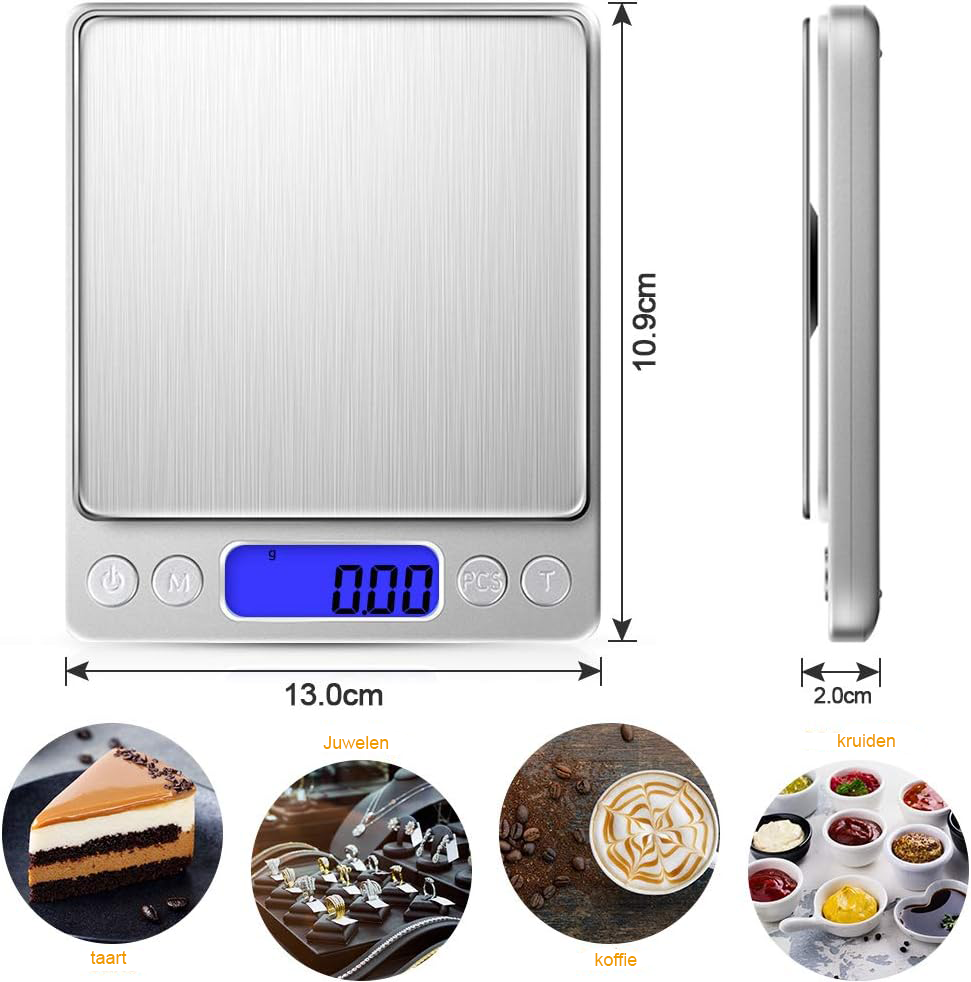 Digitale Precisieweegschaal - Elektronische Zakweegschaal - Voor Sieraden en Kruiden - 200 g Capaciteit - LCD Display