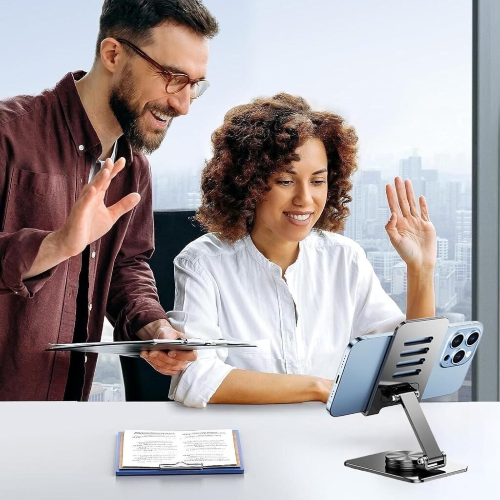 Telefoon- en Tabletstandaard - Verstelbare Bureauhouder - Ergonomische Stand - Geschikt voor Smartphones en Tablets