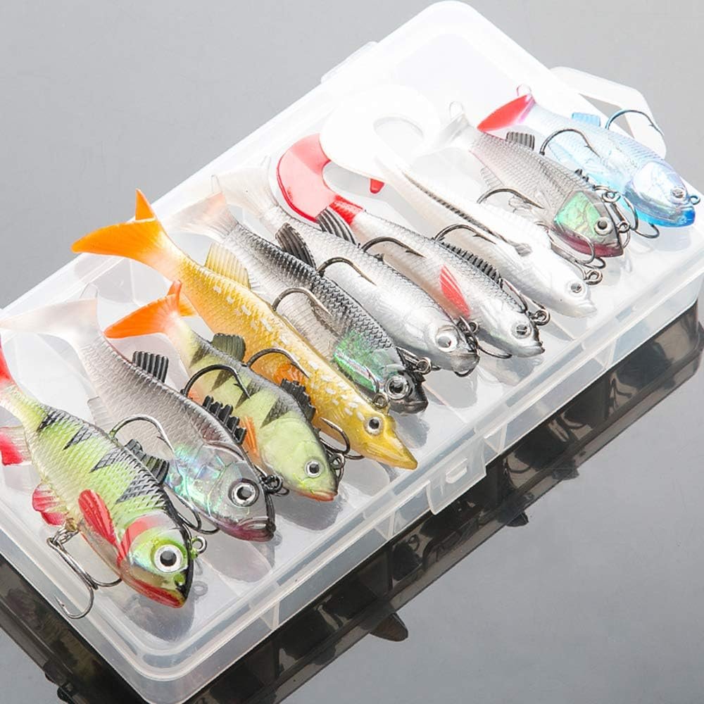 Visaas set voor zalmvissen met 8 realistische siliconen spinning lures voor zoet- en zoutwater