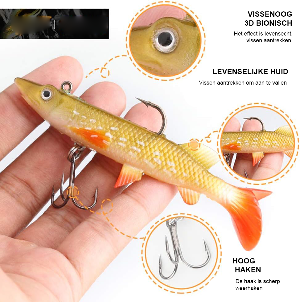 Visaas set voor zalmvissen met 8 realistische siliconen spinning lures voor zoet- en zoutwater