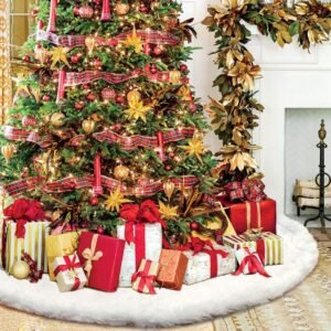 Wit nepbont kerstboomkleed 120 cm voor kerstboomversiering tijdens Kerstmis en Nieuwjaar