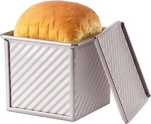 Rechthoekige broodvorm met deksel 10 x 10 x 10 cm met antiaanbaklaag voor sandwichbrood en brioche