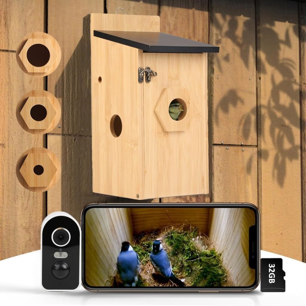 Vogelhuisje met 4MP HD-camera, 2,4G WiFi en bewegingsdetectie voor vogelobservatie