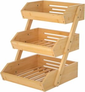 Bamboe Fruitmand 3-Laags – Fruitrek voor Groenten en Snacks – Keuken Organizer – Afneembaar Ontwerp