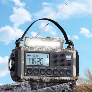 Draagbare noodradio op zonne-energie 12000mAh met AM/FM radio, SOS alarm, zaklamp en telefoonlader