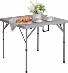 Opvouwbare Tafel 87 cm – Campingtafel en Picknicktafel met Handvat – Vierkante Tuintafel voor BBQ en Feest – Grijs