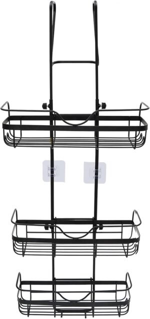 Hangende douche caddy voor over de deur, RVS douche organizer met 3 verstelbare niveaus, scheermeshouder en zeepbakje