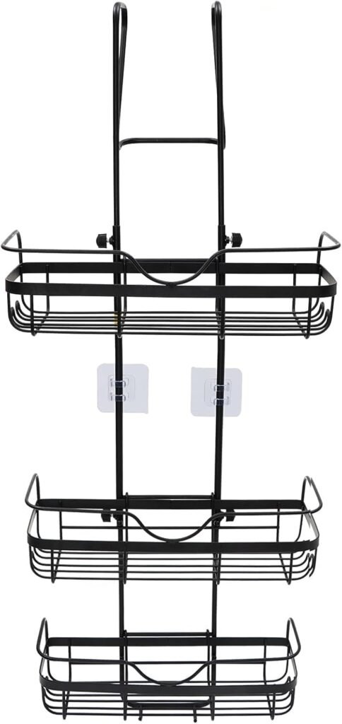 Hangende douche caddy voor over de deur, RVS douche organizer met 3 verstelbare niveaus, scheermeshouder en zeepbakje