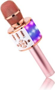 Bluetooth Karaoke Microfoon – Draadloze Microfoon met LED Verlichting – Ingebouwde Speakers – Voor Smartphones en Tablets