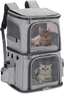 Kattenrugzak met Dubbel Compartiment – Ademend en Verstelbare Banden – Reisrugzak met Extra Opbergruimte – 37 x 28,5 x 55 cm, 6 kg