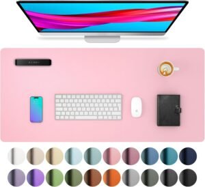 Bureau-onderlegger 60 x 35 cm – Muismat en bureau mat – Antislip en waterdicht – PU-leer – Sprookjesachtig roze