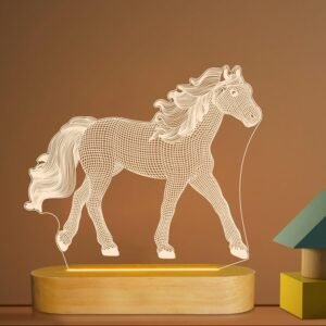 3D illusie paard nachtlampje met warmwit LED-licht voor slaapkamerdecoratie
