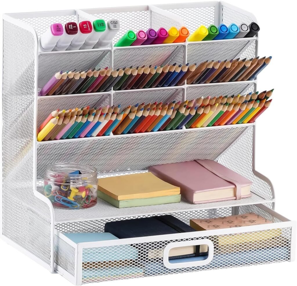 Multifunctionele pennenhouder desk organizer met vakken voor pennen, potloden en kunstbenodigdheden