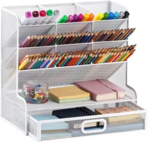 Multifunctionele pennenhouder desk organizer met vakken voor pennen, potloden en kunstbenodigdheden