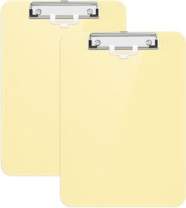 Klemplank A4 Geel – Klembord met Pennenhouder – Plat Klemmechanisme – Kunststof – 12,5 x 9 inch