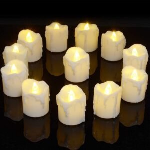 Batterijgestuurde theelichtjes met flikkerend vlameffect en warm wit licht, set van 12 voor sfeervolle decoratie