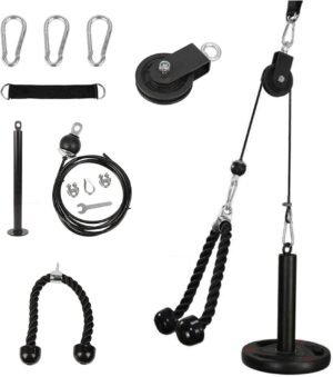 Pulley kabelsysteem voor krachttraining van biceps, triceps, schouders, rug en onderarmen, geschikt voor thuisgymnastiek