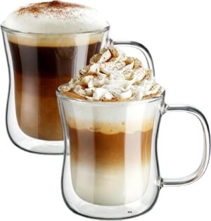 Dubbelwandige macchiatoglazen van borosilicaatglas 350 ml, set van 2 voor koffie en thee