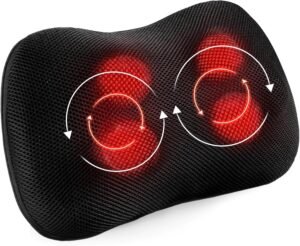 Shiatsu massagekussen met verwarmingsfunctie en 3D kneedfunctie voor nek, schouders en rug