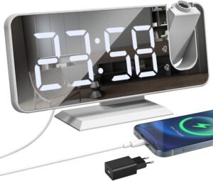 Wekkerradio met Projectie - Projectieklok met Wekker - LED Display en USB-aansluiting - Instelbare Projectiehelderheid