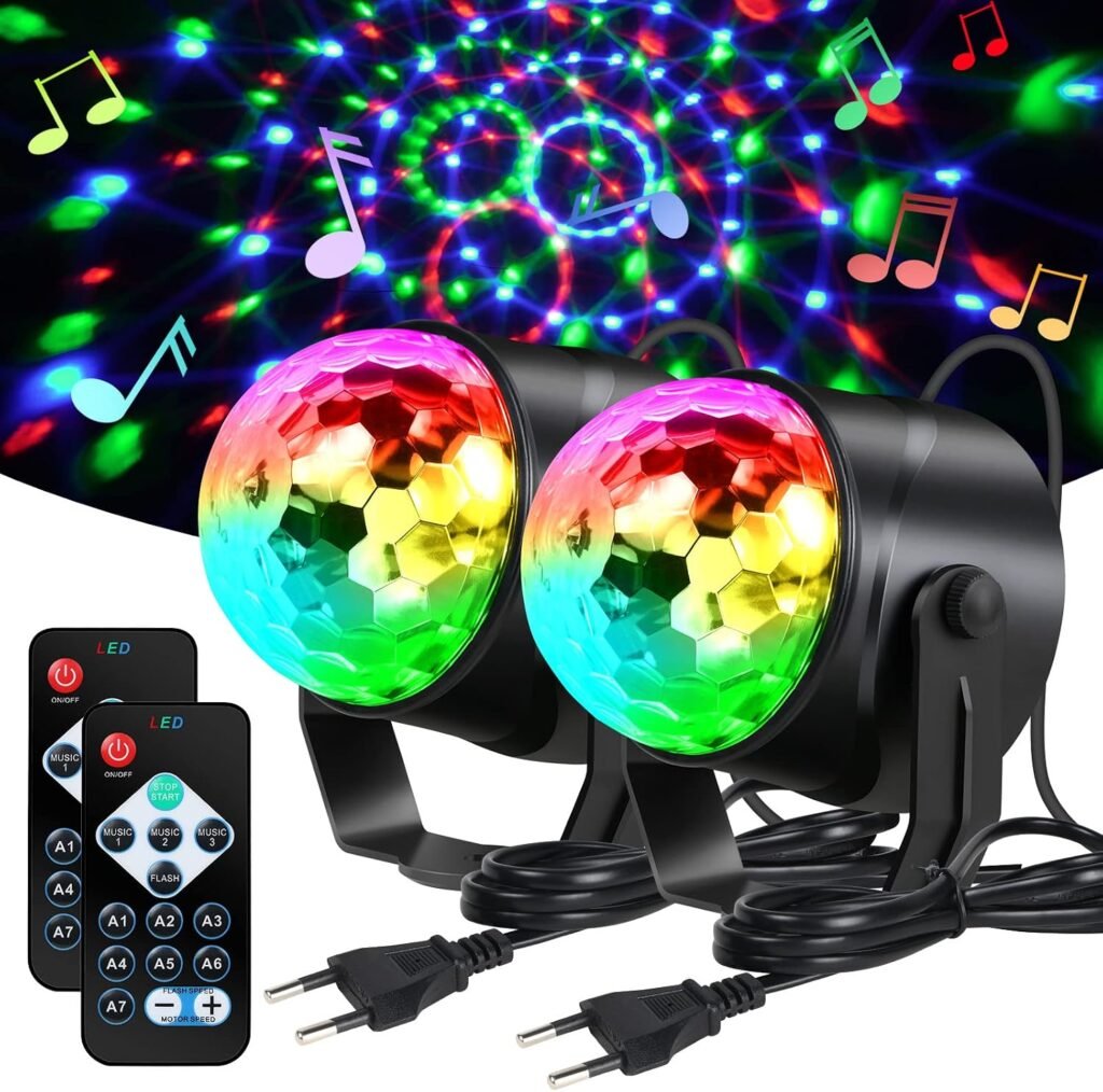 LED discolamp met afstandsbediening en muziekgestuurde multikleurige feestverlichting