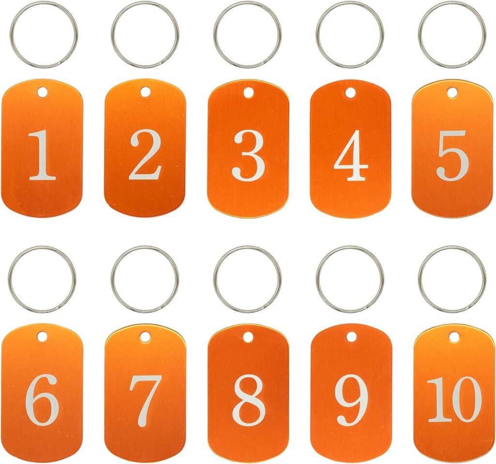 Aluminium gegraveerde nummerlabels en sleutelhangers, ID tags set voor organisatie en identificatie, compact formaat, set 1-10