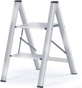 Opvouwbare Trapladder met 2 Treden – Opstapkruk voor Huishoudelijk Gebruik – Compact en Ruimtebesparend – 2 Treden