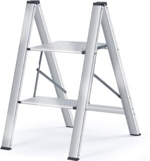 Opvouwbare trapladder met 2 treden voor huishoudelijk gebruik