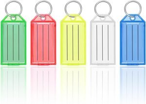 Schrijfbare sleutelhangers set van 25 stuks in 5 kleuren voor sleutels, koffers en huisdier-ID