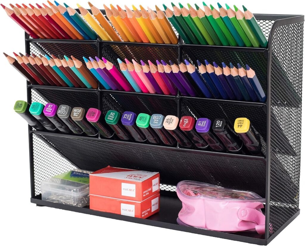Mesh bureau organizer zwart voor kantoorbenodigdheden, pennen en schoolbenodigdheden