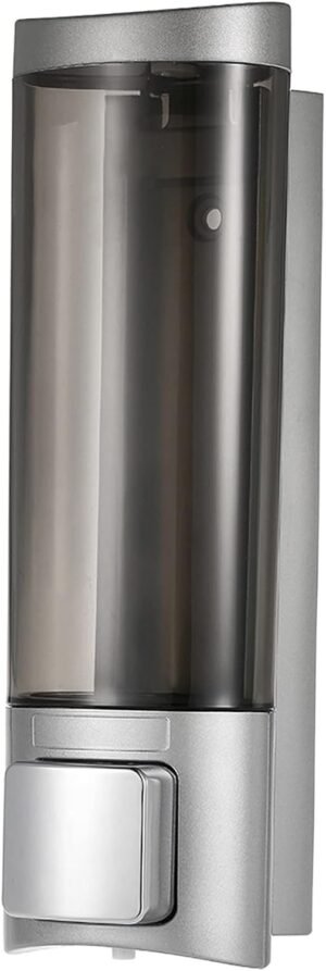 Zwarte zeepdispenser met wandbevestiging, 200 ml, voor handzeep en shampoo