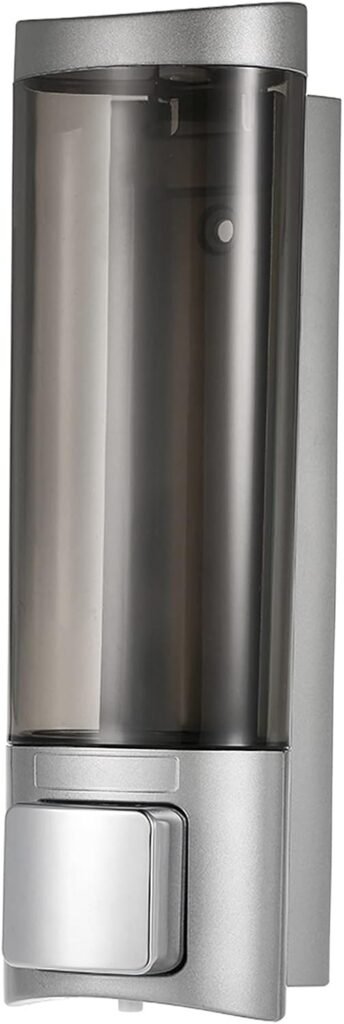 Zwarte zeepdispenser met wandbevestiging, 200 ml, voor handzeep en shampoo