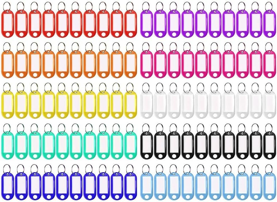 Beschrijfbare sleutelhangers met belettering set van 50 stuks