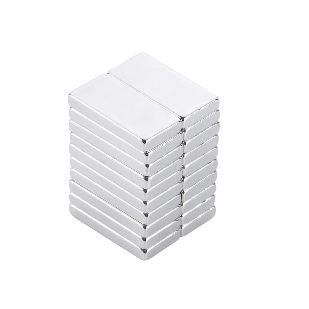 Mini magneten set - rechthoekige staafmagneten 20 x 10 x 2 mm voor whiteboard en koelkast - 20 stuks