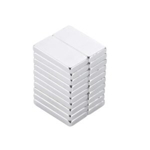 Mini magneten set - rechthoekige staafmagneten 20 x 10 x 2 mm voor whiteboard en koelkast - 20 stuks